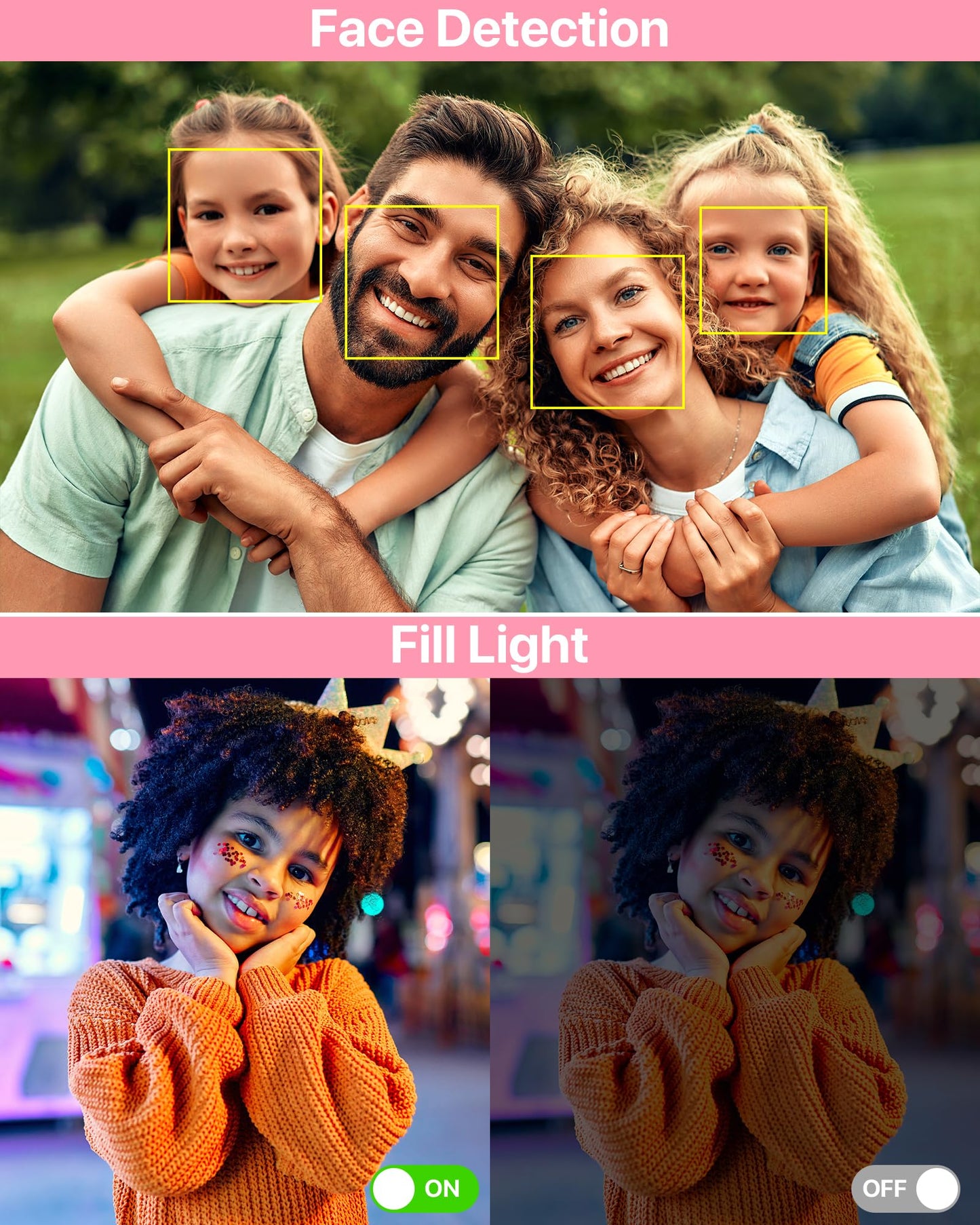 1080P FHD Compact Digital Camera 44MP – Mini Portable Vlogging Camera with 2.4" LCD, 16X Zoom, Battery Included (Pink, No SD Card)