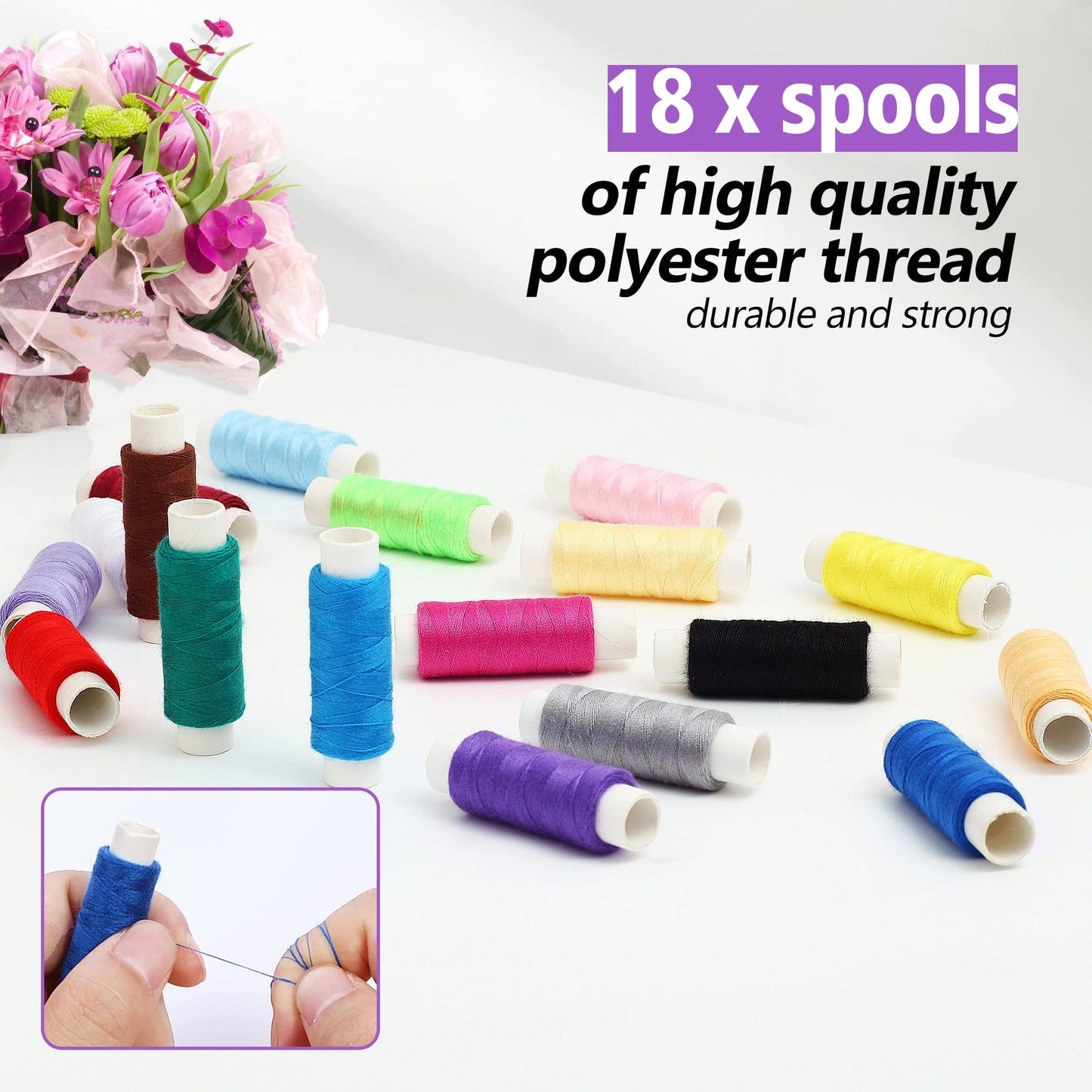 AUERVO Travel Mini Sewing Kit, Over 70 Premium Supplies, Filled with Needles, Scissors, Thimble, Thread, Tape Measure