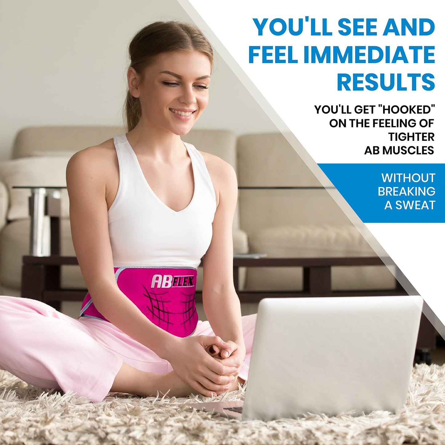 ABFLEX Ab Toning Belt and Stimulator for Slender Toned Stomach Muscles, Remote for Quick and Easy Adjustments
