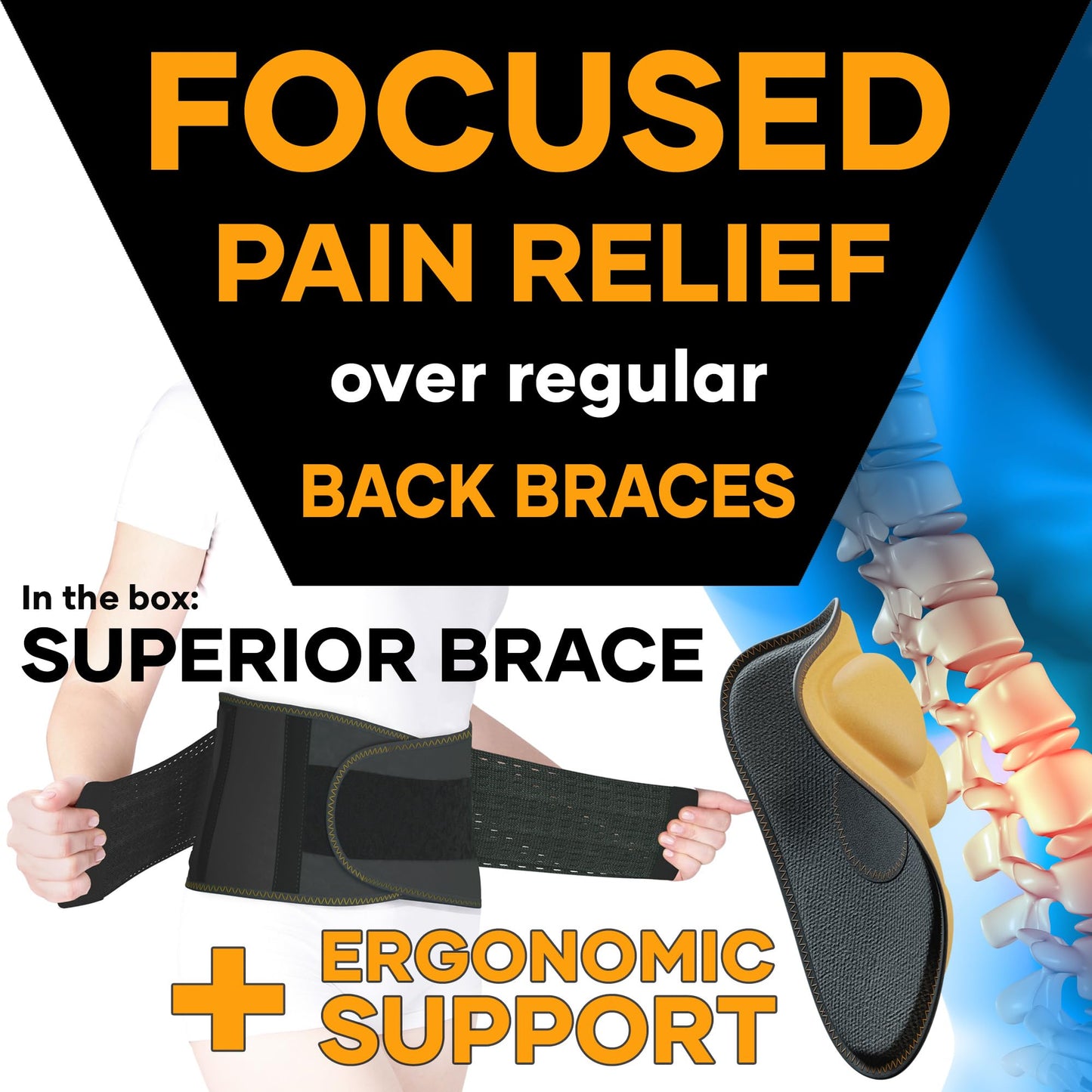 MEDiBrace Back Support Belt Back Brace for Lower Lumbar Pain Relief for Men and Women - Medical Grade Orthopaedic Waist Compression for Sciatica Nerve, Scoliosis