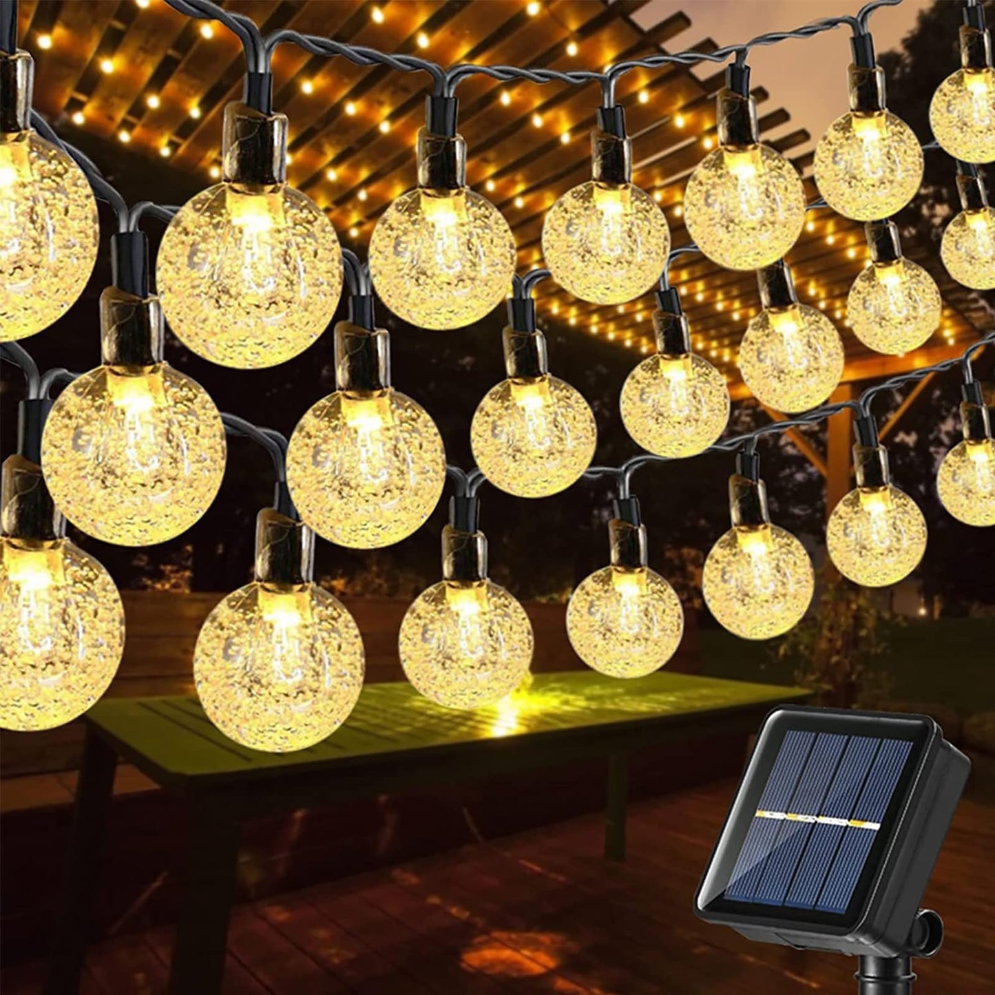 Solar Garden Lights Outdoor, 36ft 60 LED Solar String Lights Waterproof, Solar Powered Crystal Ball Indoor/Outdoor Fairy Lights Decorative Lights for Garden, Patio, Yard, Festival, Parties (White)