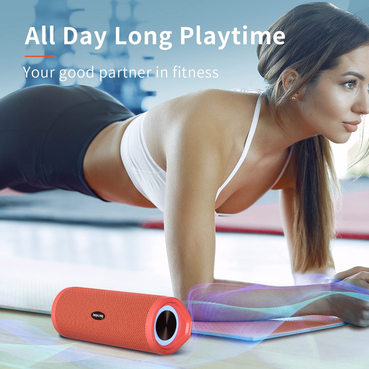 HEYSONG Portable Waterproof Bluetooth Speaker with LED Light – IPX7 Floating, Enhanced Bass, 40H Playtime, TF Card, True Wireless Stereo