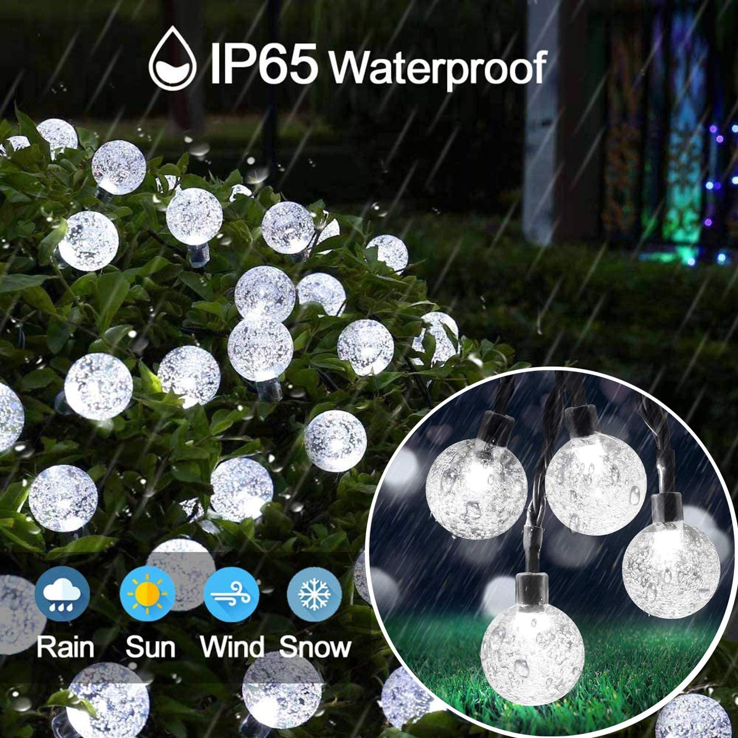 Lezonic Solar Fairy Lights Outdoor – 50 LED Waterproof String Lights