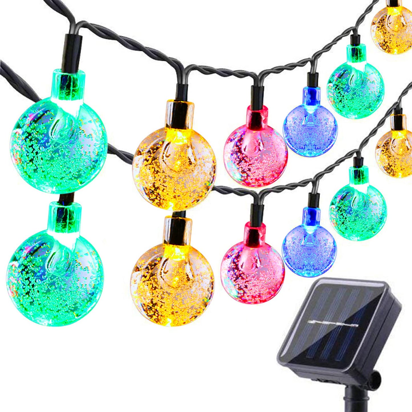 Solar Garden Lights Outdoor, 36ft 60 LED Solar String Lights Waterproof, Solar Powered Crystal Ball Indoor/Outdoor Fairy Lights Decorative Lights for Garden, Patio, Yard, Festival, Parties (White)