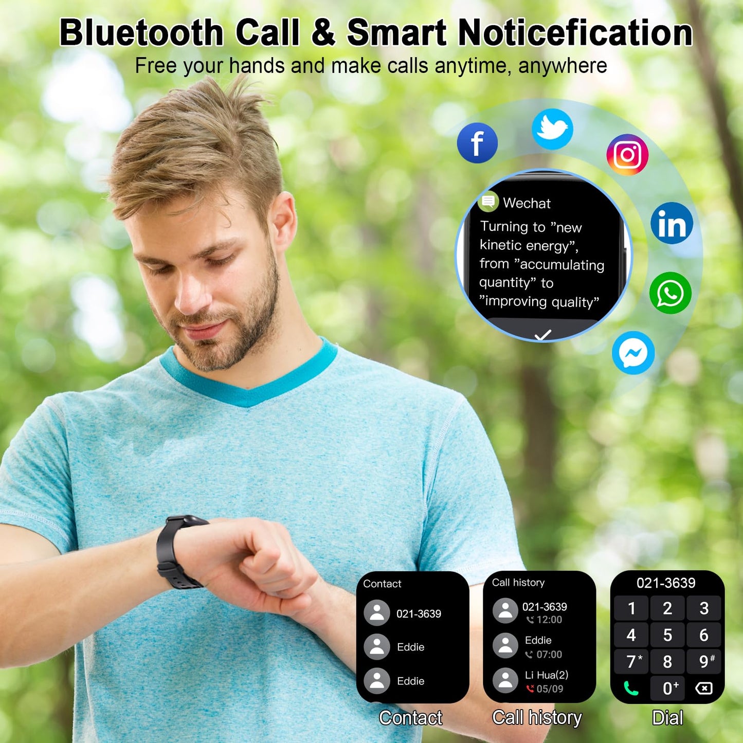 Smart Watch for Men & Women with Call Function, 1.95" HD Display, Heart Rate, SpO2, Sleep Tracker, 100+ Sports Modes, IP68 Waterproof Fitness Tracker for Android & iOS