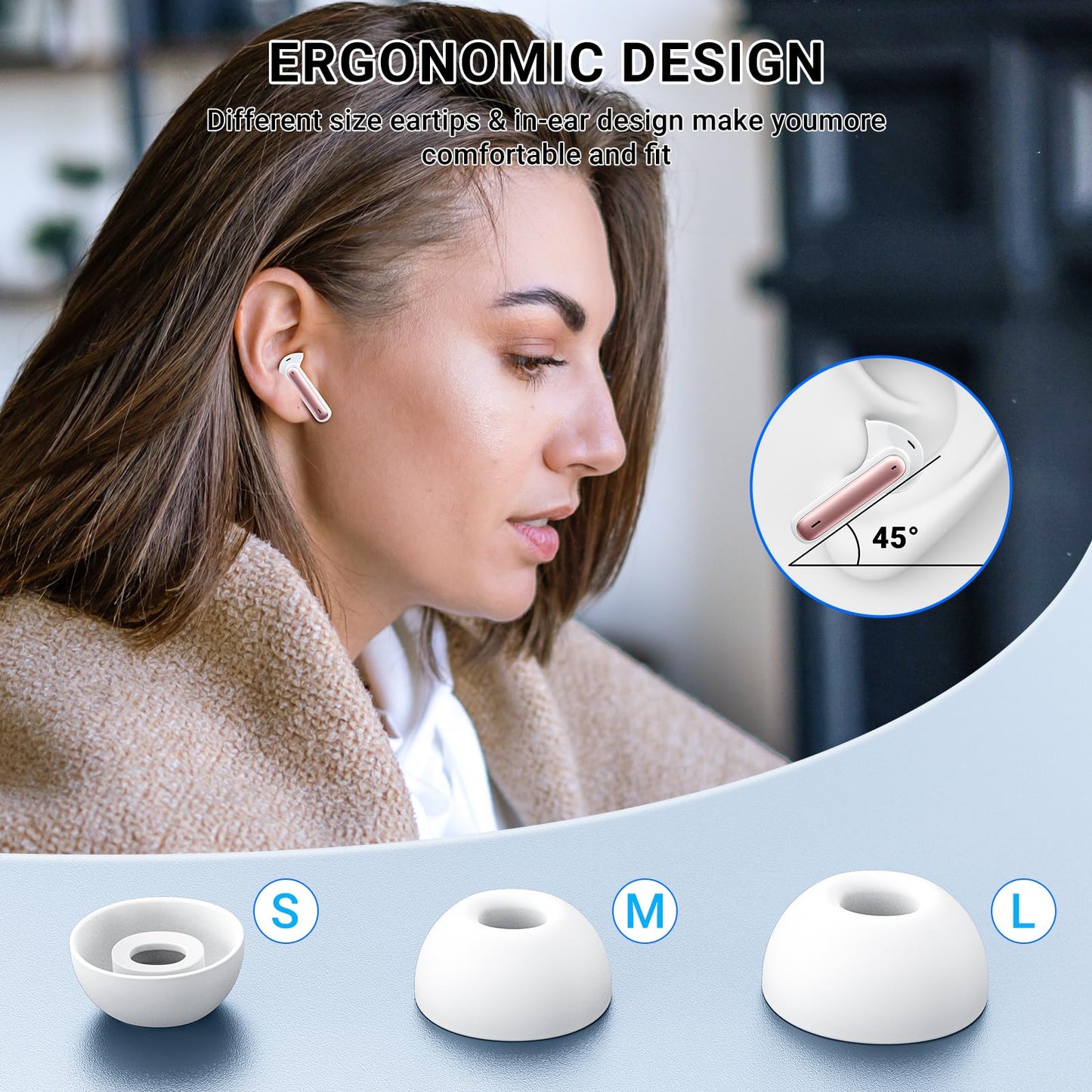 Wireless Earbuds,Earphones Bluetooth 5.3 in Ear with 4 Mic ENC Calls Noise Cancelling Wireless Headphones Mini LED Display HiFi Stereo 42H Playtime Bluetooth Earbuds Touch Control