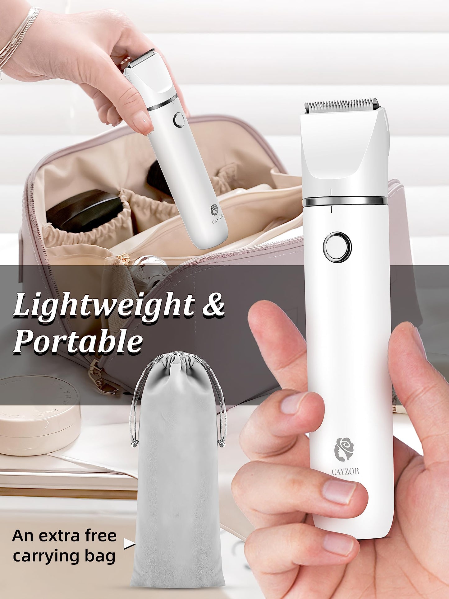 Cayzor Waterproof 2-in-1 Facial Hair Removal Trimmer for Women – Cordless Electric Bikini Razor for Face, Upper Lip, Chin, Armpit, Legs (Purple)