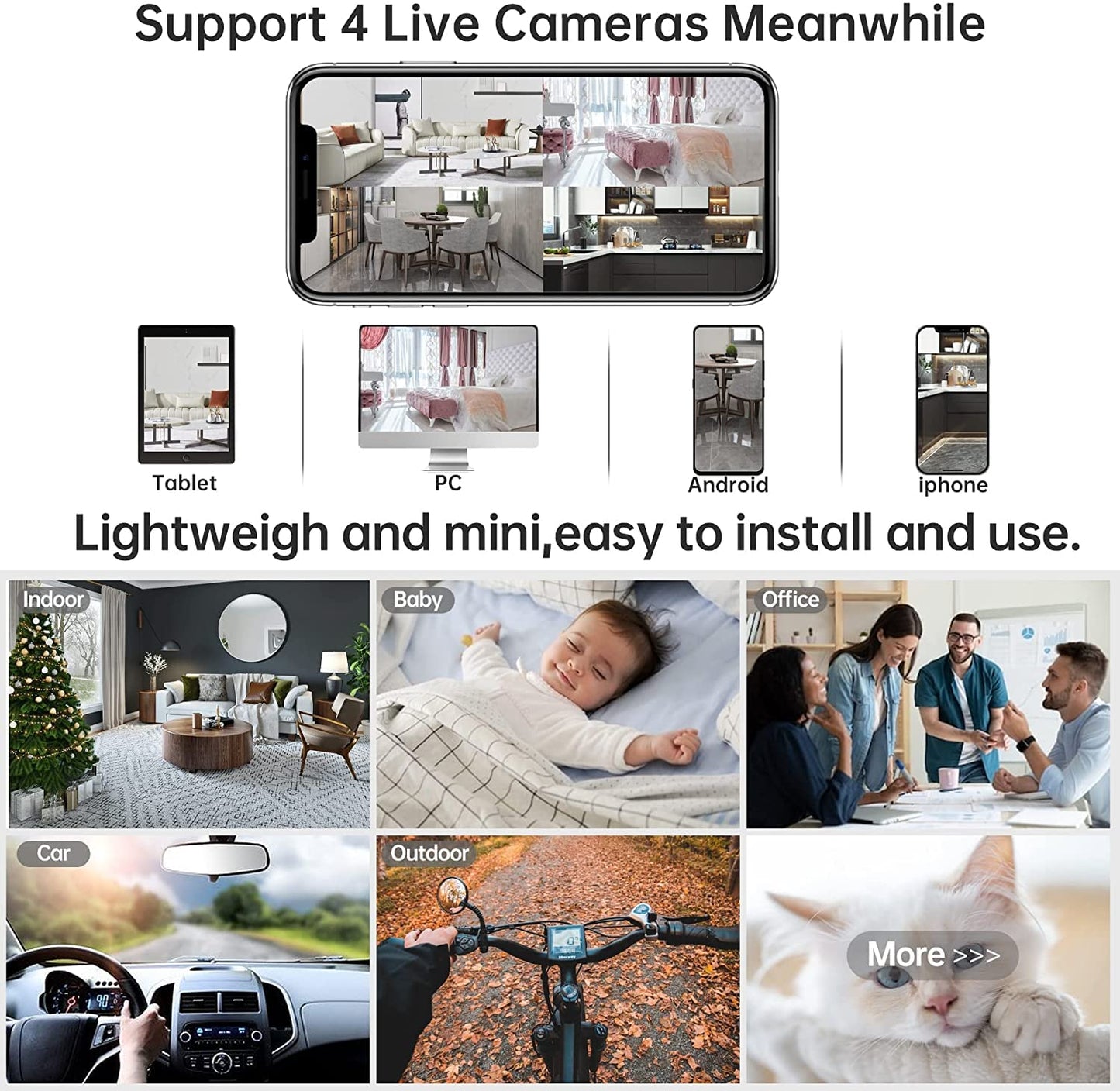 WiFi Camera 1080P HD Nanny Camera with Night Vision Motion Detection, Hidden Spy Home Security Nanny Cam Perfect Video for Indoor and Outdoor