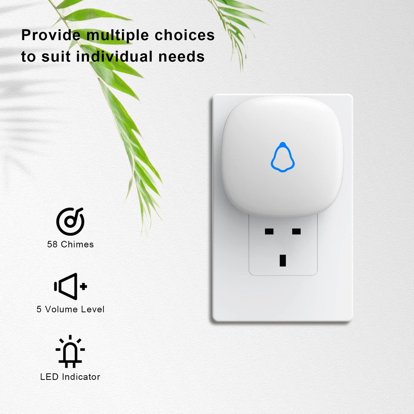 SECRUI Wireless Doorbell – Plug-in, Waterproof, Battery-Operated with 1000ft Range, 58 Chimes & 5 Volume Levels, LED Light, Easy Install (Black)