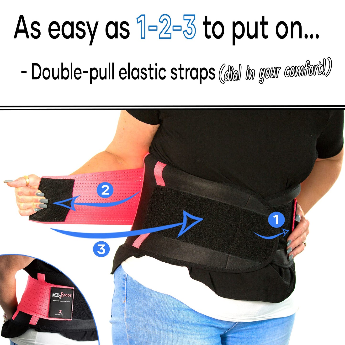 MEDiBrace Back Support Belt Back Brace for Lower Lumbar Pain Relief for Men and Women - Medical Grade Orthopaedic Waist Compression for Sciatica Nerve, Scoliosis