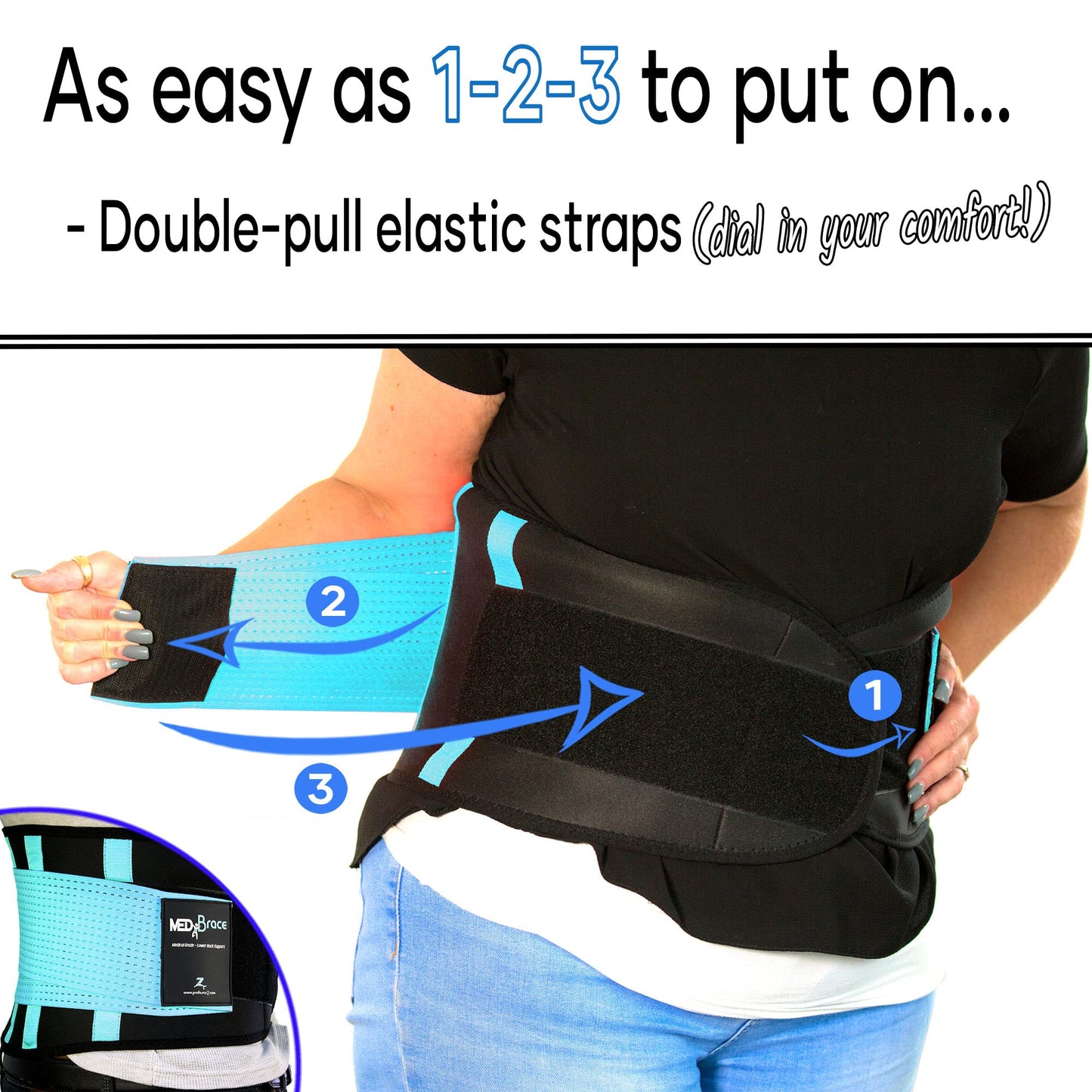 MEDiBrace Back Support Belt Back Brace for Lower Lumbar Pain Relief for Men and Women - Medical Grade Orthopaedic Waist Compression for Sciatica Nerve, Scoliosis