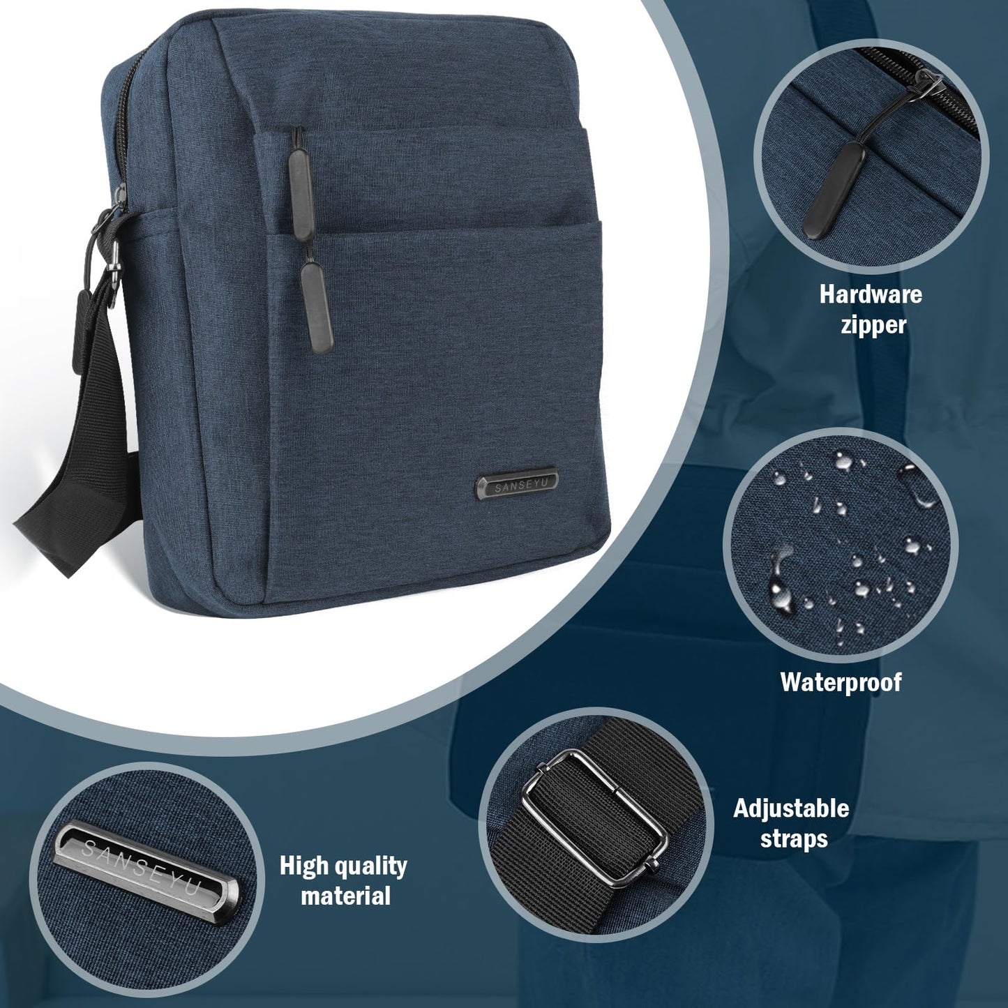 Messenger Bag Shoulder Crossbody Bags Men's Small Side Casual Handbag Waterproof Anti Theft Lightweight and Multiple Pockets for Men Women Outdoor Daily Use