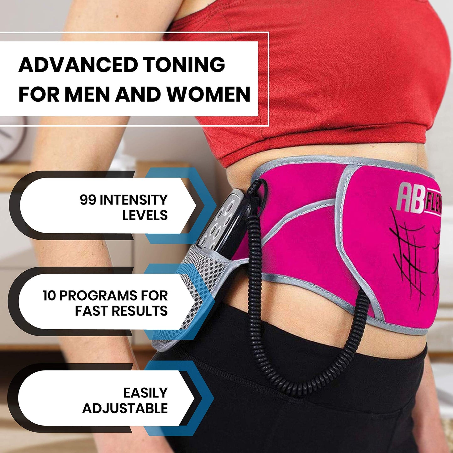 ABFLEX Ab Toning Belt and Stimulator for Slender Toned Stomach Muscles, Remote for Quick and Easy Adjustments