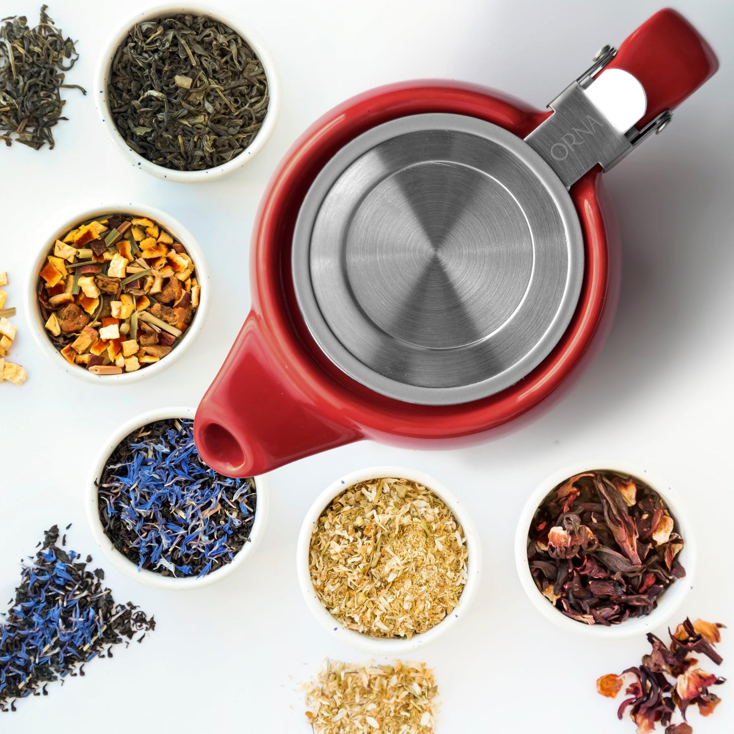 ORNA Ceramic Loose Leaf Teapot with Infuser Strainer and Lid – Small Porcelain Tea Pot Brewer for One or 2 Person