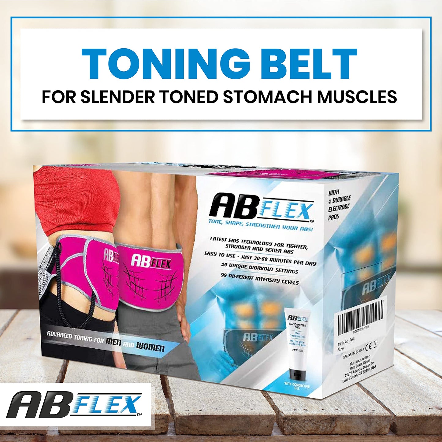 ABFLEX Ab Toning Belt and Stimulator for Slender Toned Stomach Muscles, Remote for Quick and Easy Adjustments