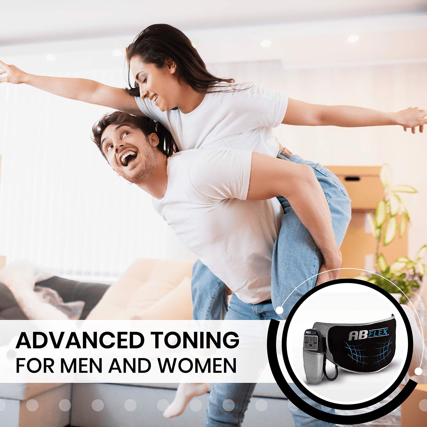 ABFLEX Ab Toning Belt and Stimulator for Slender Toned Stomach Muscles, Remote for Quick and Easy Adjustments
