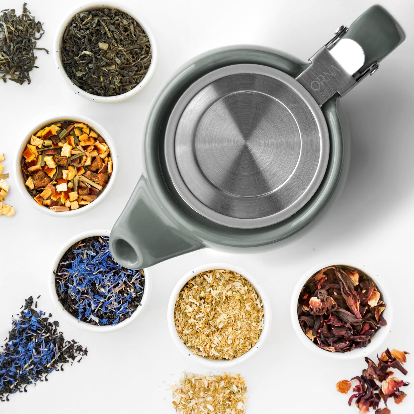 ORNA Ceramic Loose Leaf Teapot with Infuser Strainer and Lid – Small Porcelain Tea Pot Brewer for One or 2 Person