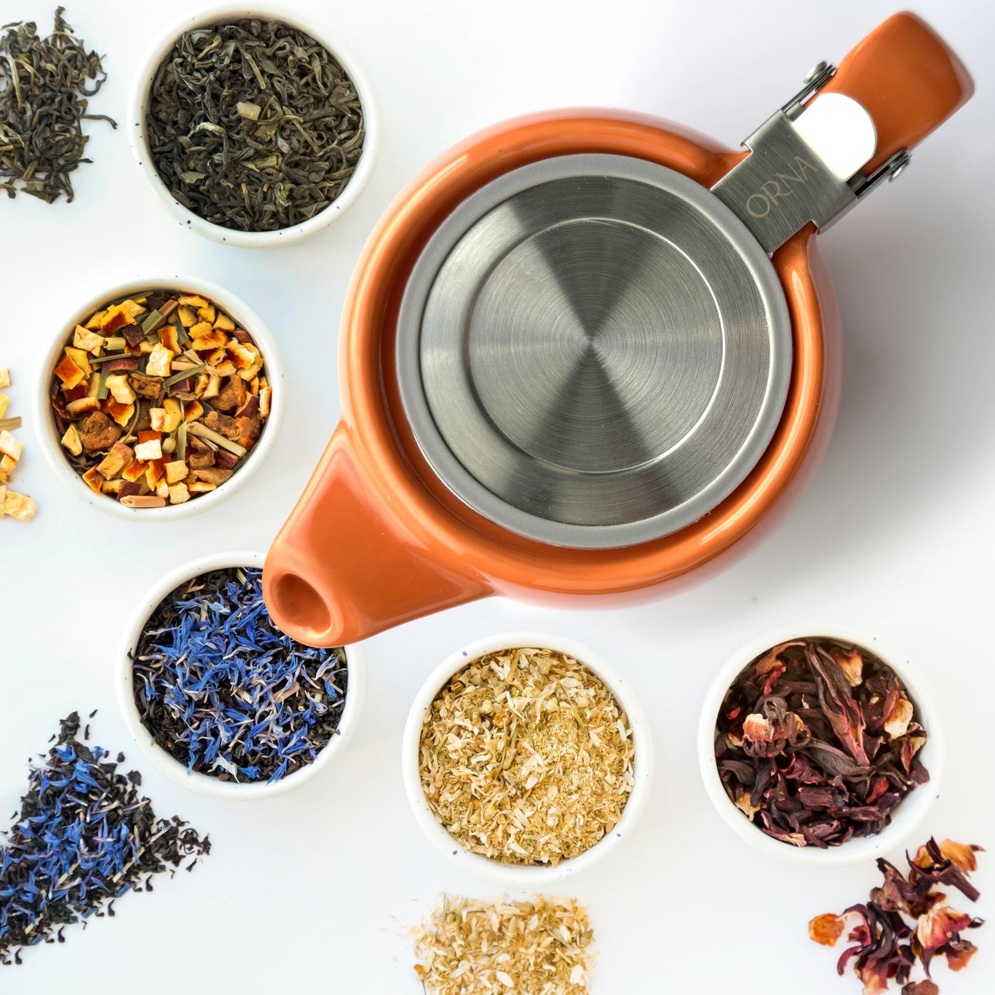 ORNA Ceramic Loose Leaf Teapot with Infuser Strainer and Lid – Small Porcelain Tea Pot Brewer for One or 2 Person