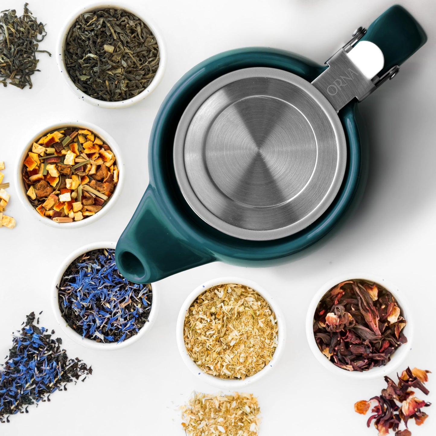 ORNA Ceramic Loose Leaf Teapot with Infuser Strainer and Lid – Small Porcelain Tea Pot Brewer for One or 2 Person