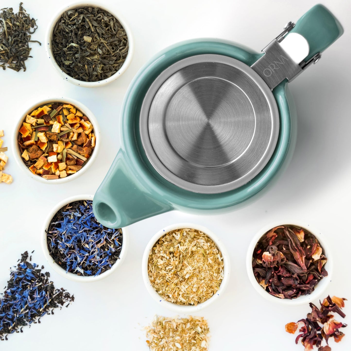 ORNA Ceramic Loose Leaf Teapot with Infuser Strainer and Lid – Small Porcelain Tea Pot Brewer for One or 2 Person