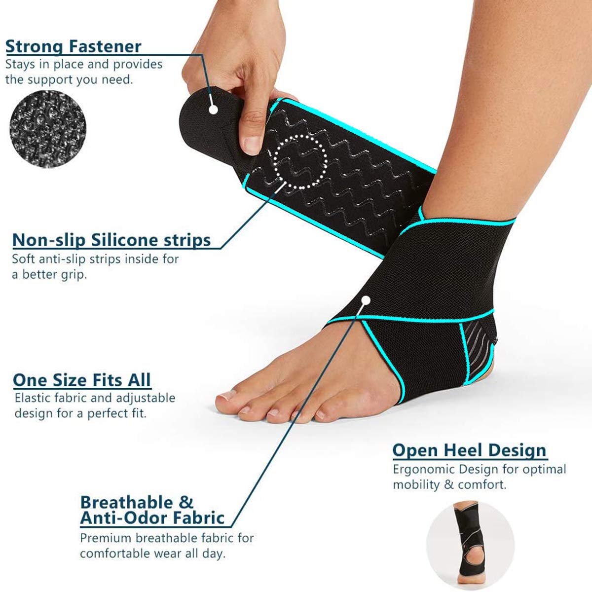 vBESKEY Ankle Support Brace Adjustable Breathable Elastic Nylon Material
