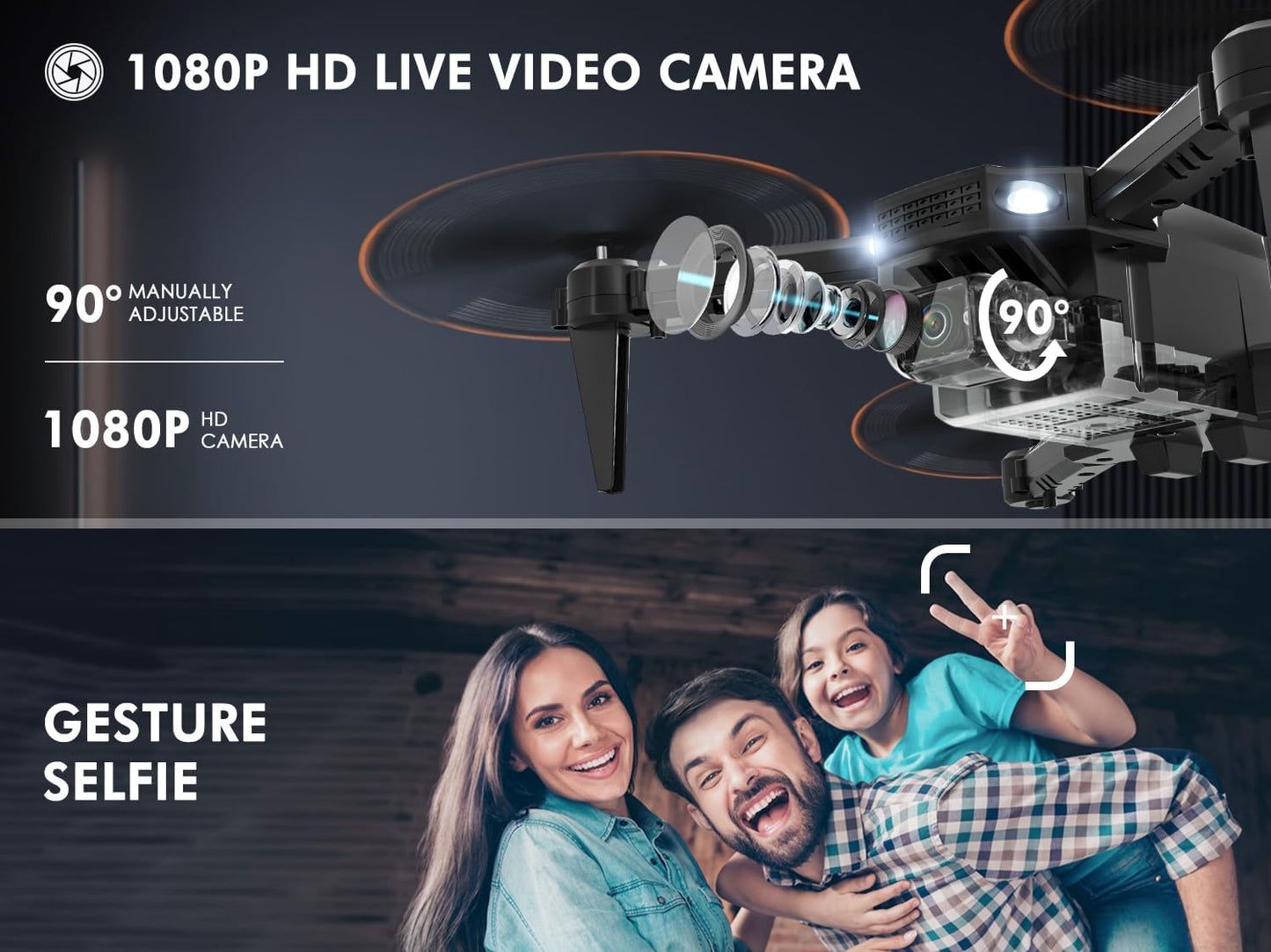 Mini Drone with Camera for Kids and Adults, 1080 HD FPV Foldable Quadcopter Q10