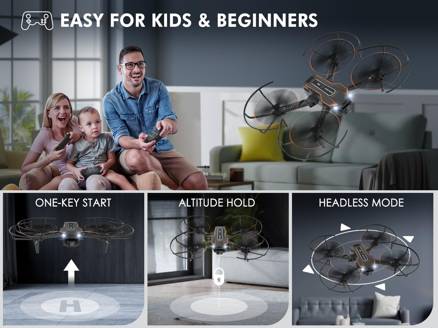 Mini Drone with Camera for Kids and Adults, 1080 HD FPV Foldable Quadcopter Q10