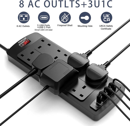 Extension Lead with 4 USB Slots