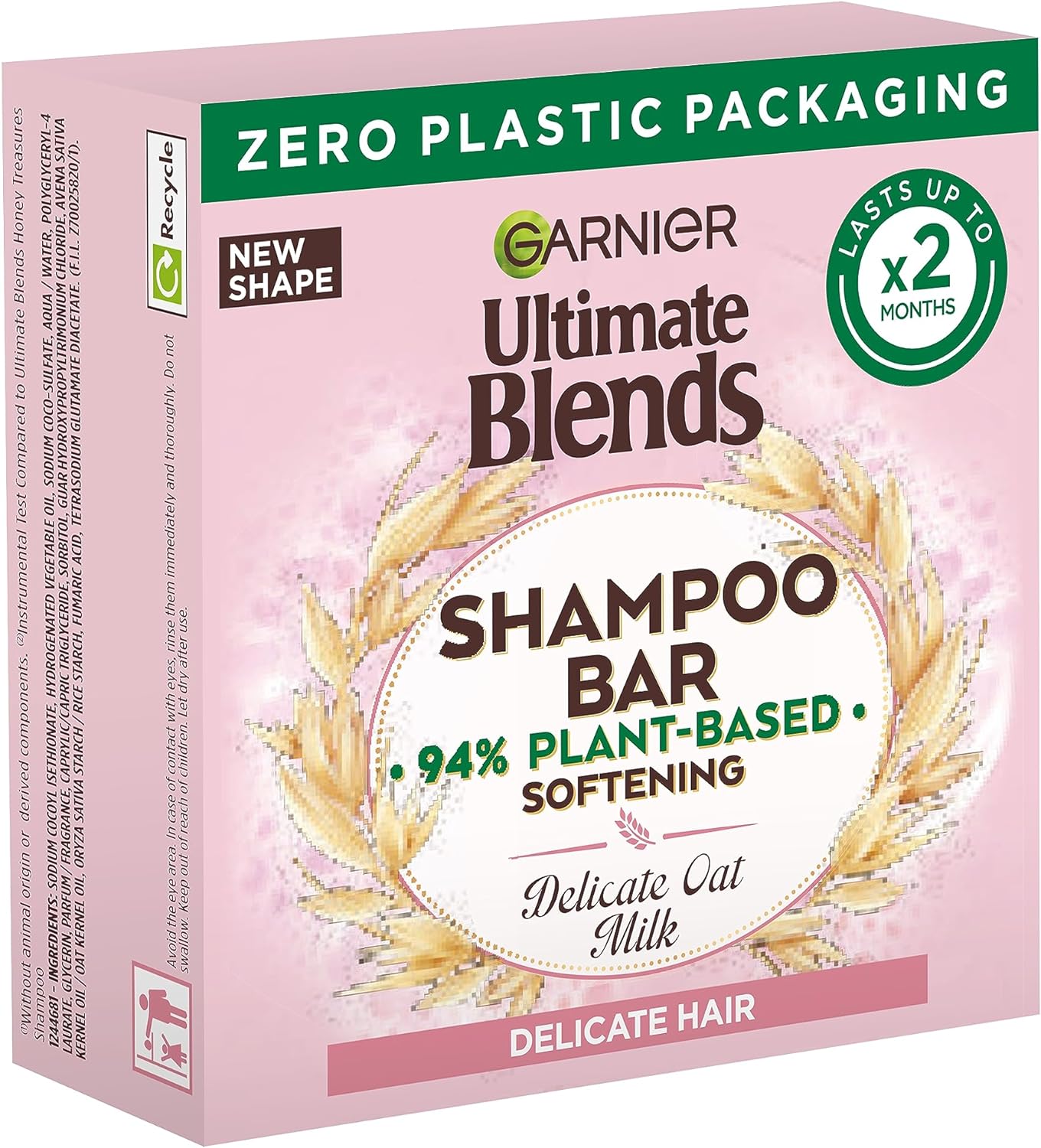 Garnier Delicate Oat Softening Shampoo Bar – Sensitive Scalp & Fragile Hair, Gentle & Nourishing, Clear