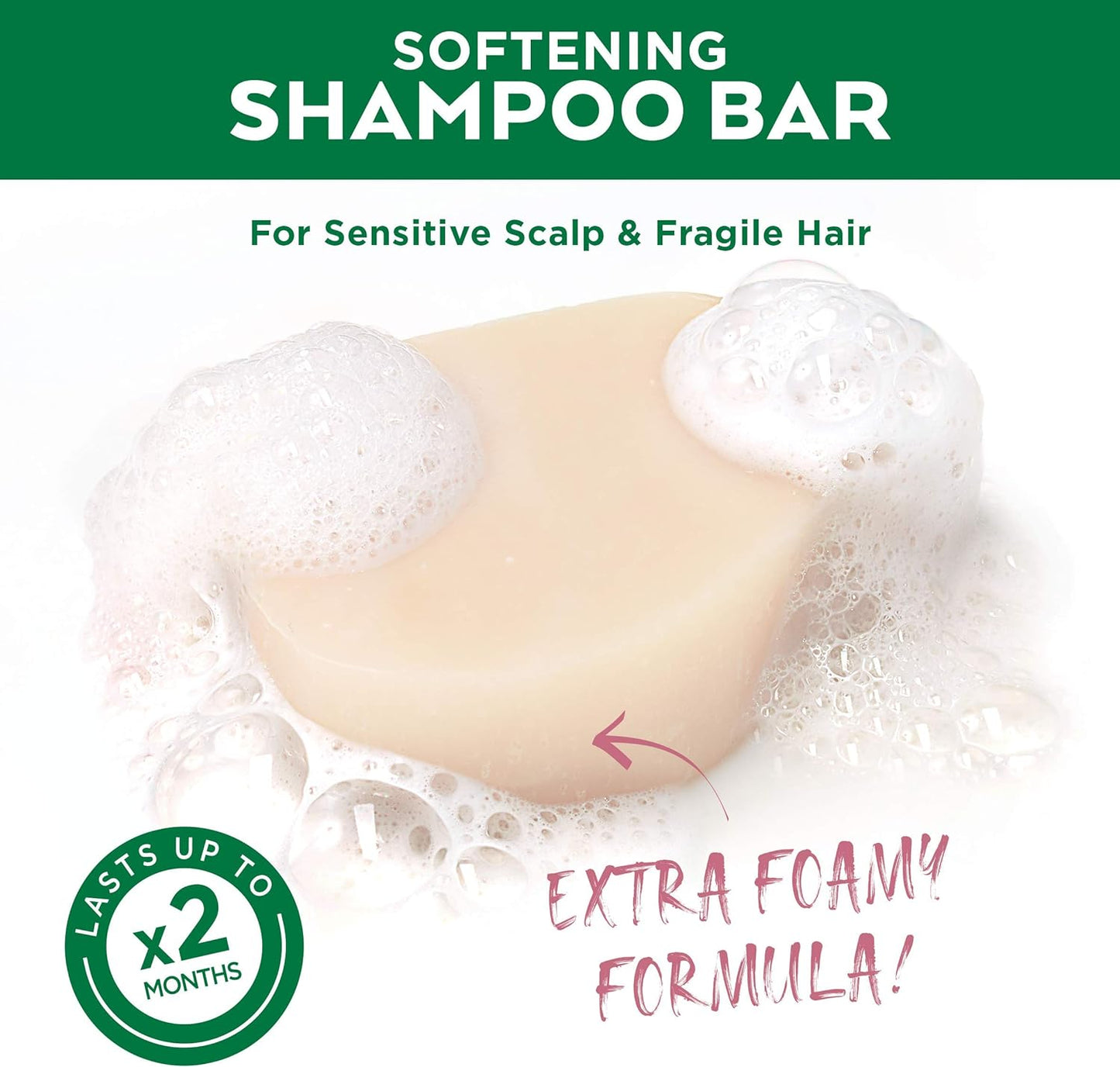 Garnier Delicate Oat Softening Shampoo Bar – Sensitive Scalp & Fragile Hair, Gentle & Nourishing, Clear