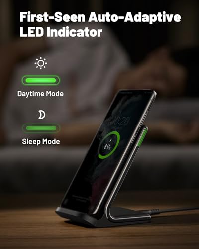 INIU Wireless Charger, 15W Fast Wireless Charging Stand Qi Certified Sleep