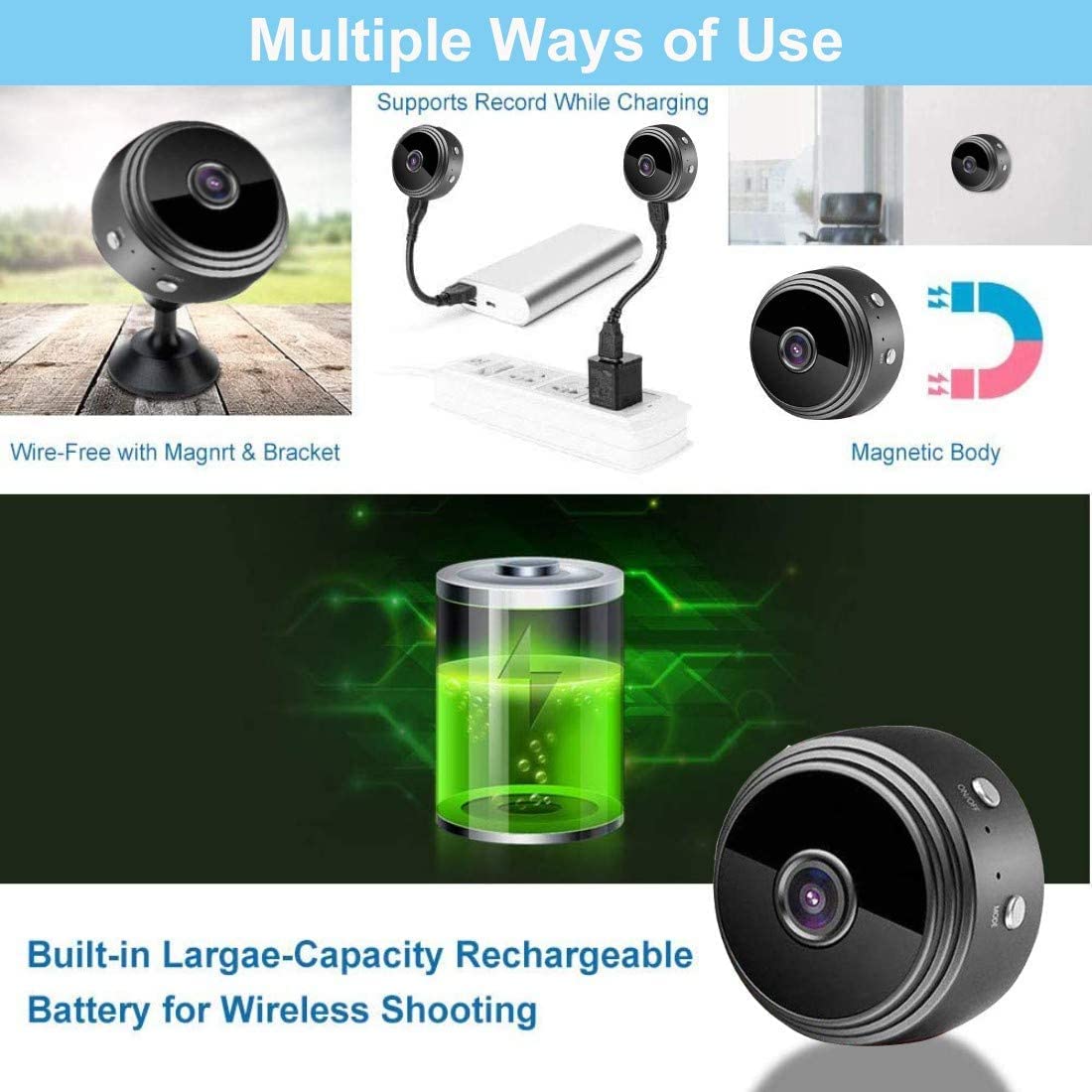 KXYINOS WiFi Camera 1080P HD Nanny Camera with Night Vision