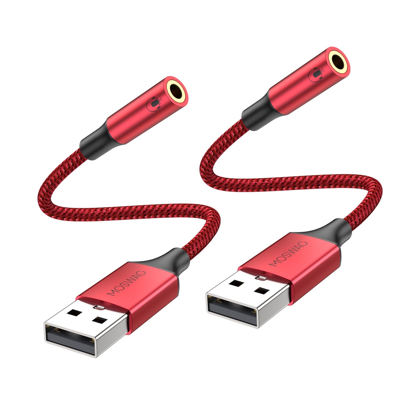 MOSWAG USB to 3.5mm Jack Audio Adapter,External Sound Card USB-with 3.5mm Aux Stereo Converter Compatible with Headset,PC,Laptop,Linux,Desktops