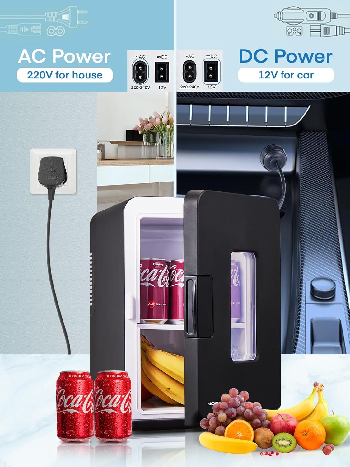 Mini Fridge 15L, 21 Cans Mini Fridges for Bedrooms |DC Power Small Fridge for Car,Office, Travel | Max & ECO Mode, Thermoelectric Cooler and Warmer for Skincare, Beauty, Drinks