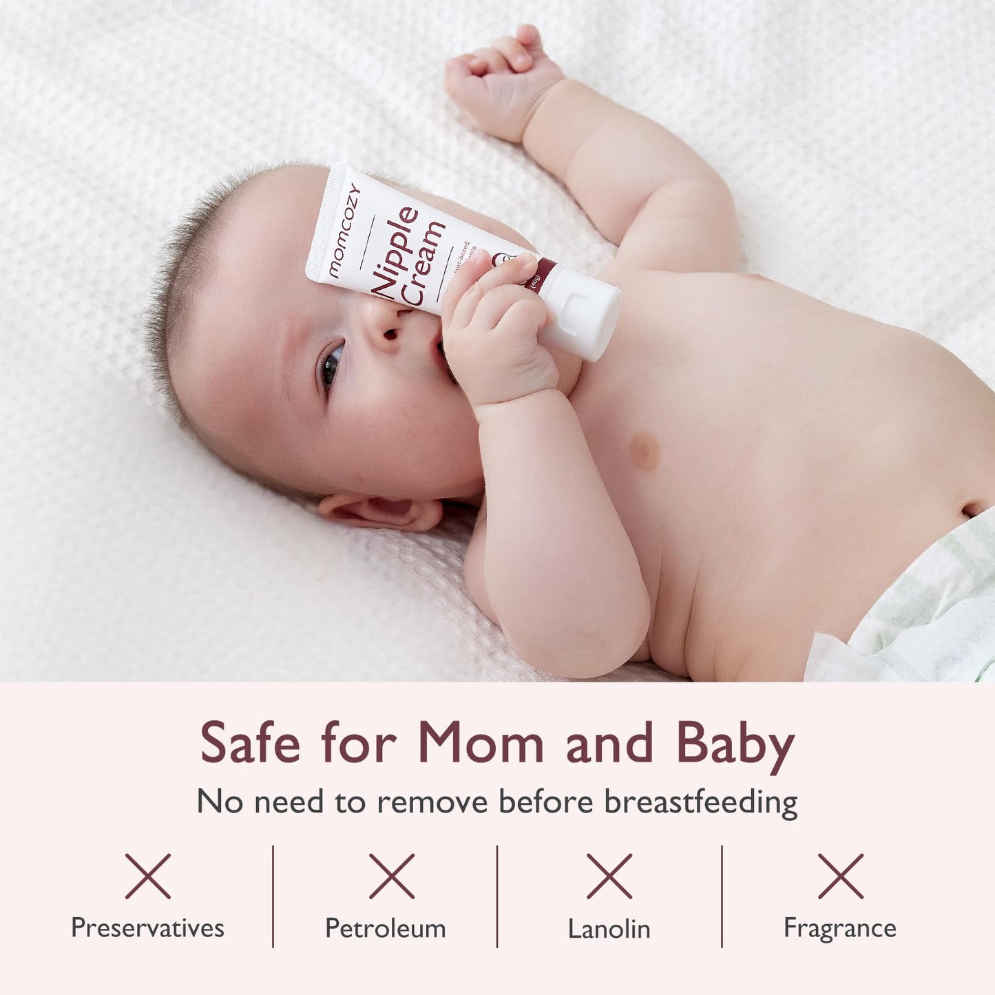 Momcozy 100% Natural Nipple Cream, Vegan Lanolin-free Nipple Balm, Soothing Cream for Sore, Cracked Nipples, Breastfeeding Essentials for Nursing & Pumping Mom