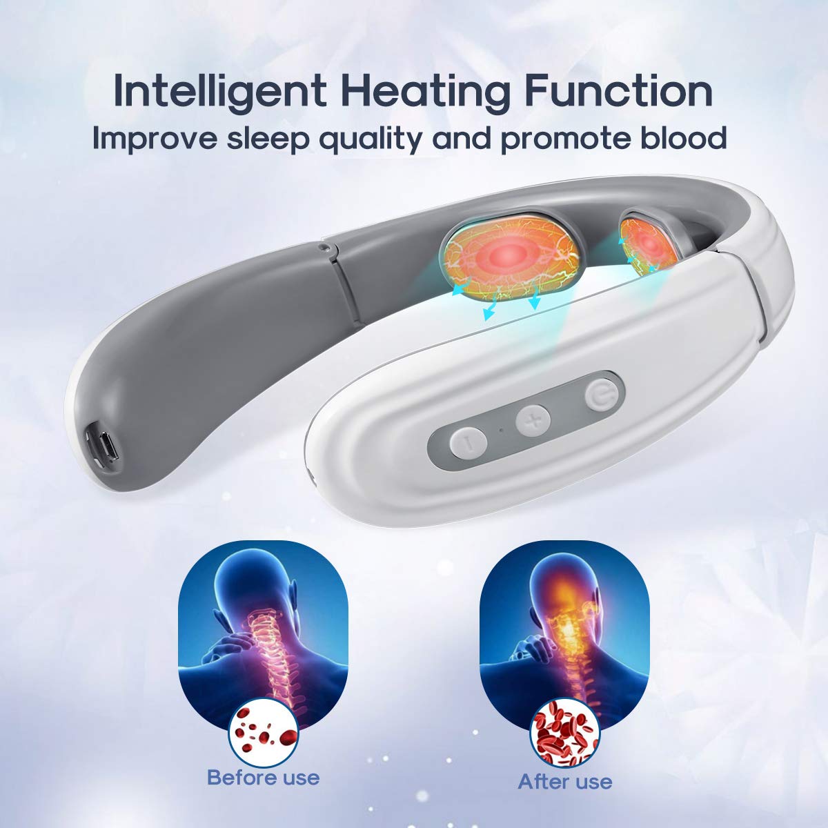 Neck Massager for Neck Pain,Intelligent Portable with Heat Function,USB Charging Neck Relax Massager,at Home,Outdoor,for Women and Men
