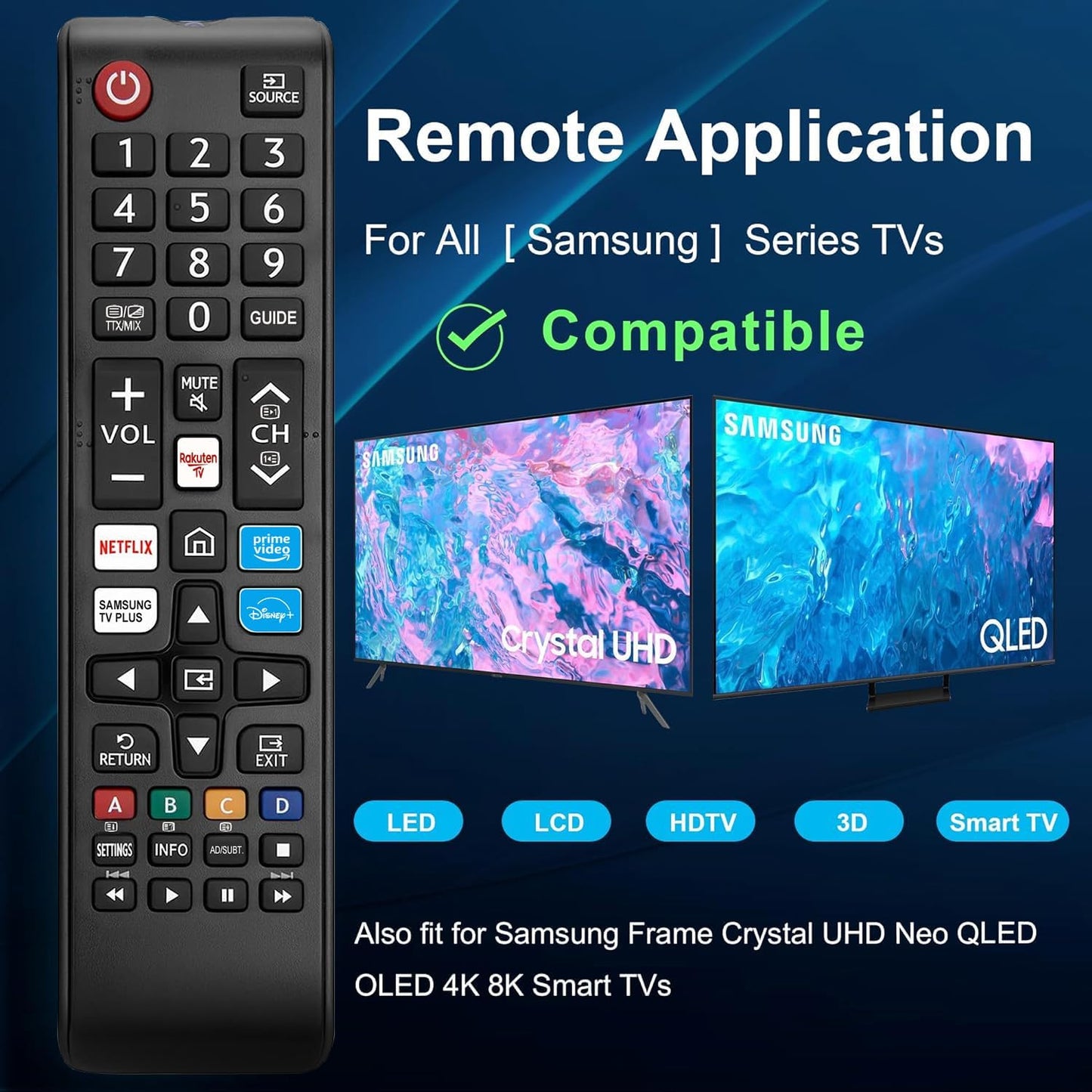 New Universal Samsung Tv Remote Control All LCD LED HDTV 3D Curved Frame Solar TVs
