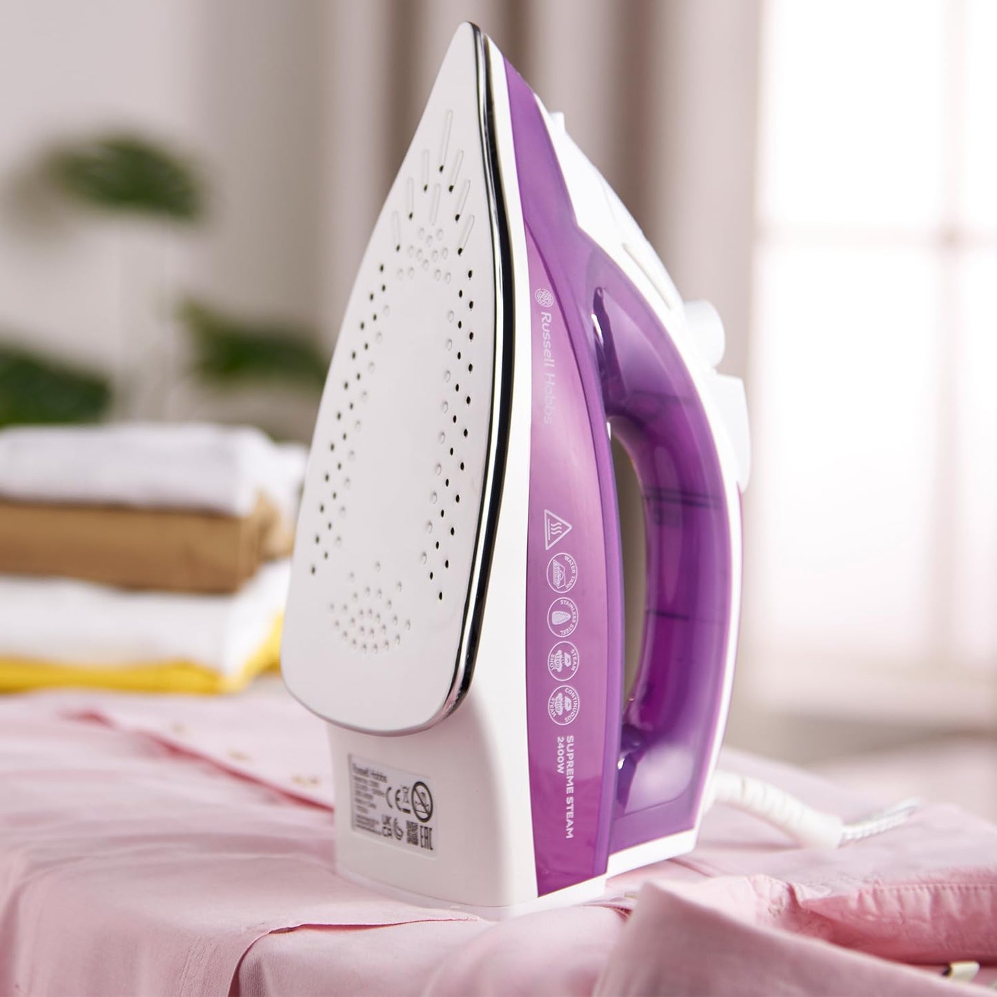 Russell Hobbs Supreme Steam Iron, Powerful vertical steam function, Non-stick stainless steel soleplate, Easy fill 300ml Water Tank, 110gm Steam Shot, 40gm Continuous steam