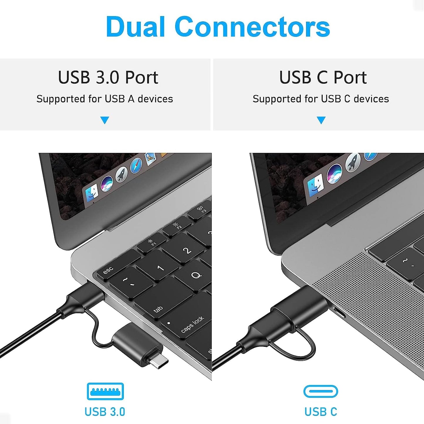Beikell Card Reader 4 in 1 Dual Connector USB C & USB 3.0 , 4 Cards Simultaneously Memory Card Adapter for SD/SDHC/SDXC/Micro SD/Micro SDXC/MS Duo, Compatible with Windows, OS