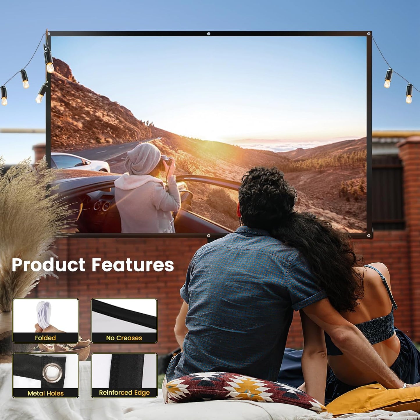 Screen for mini projector,100 Inch Screen, portable Projector,Foldable Projector Screen