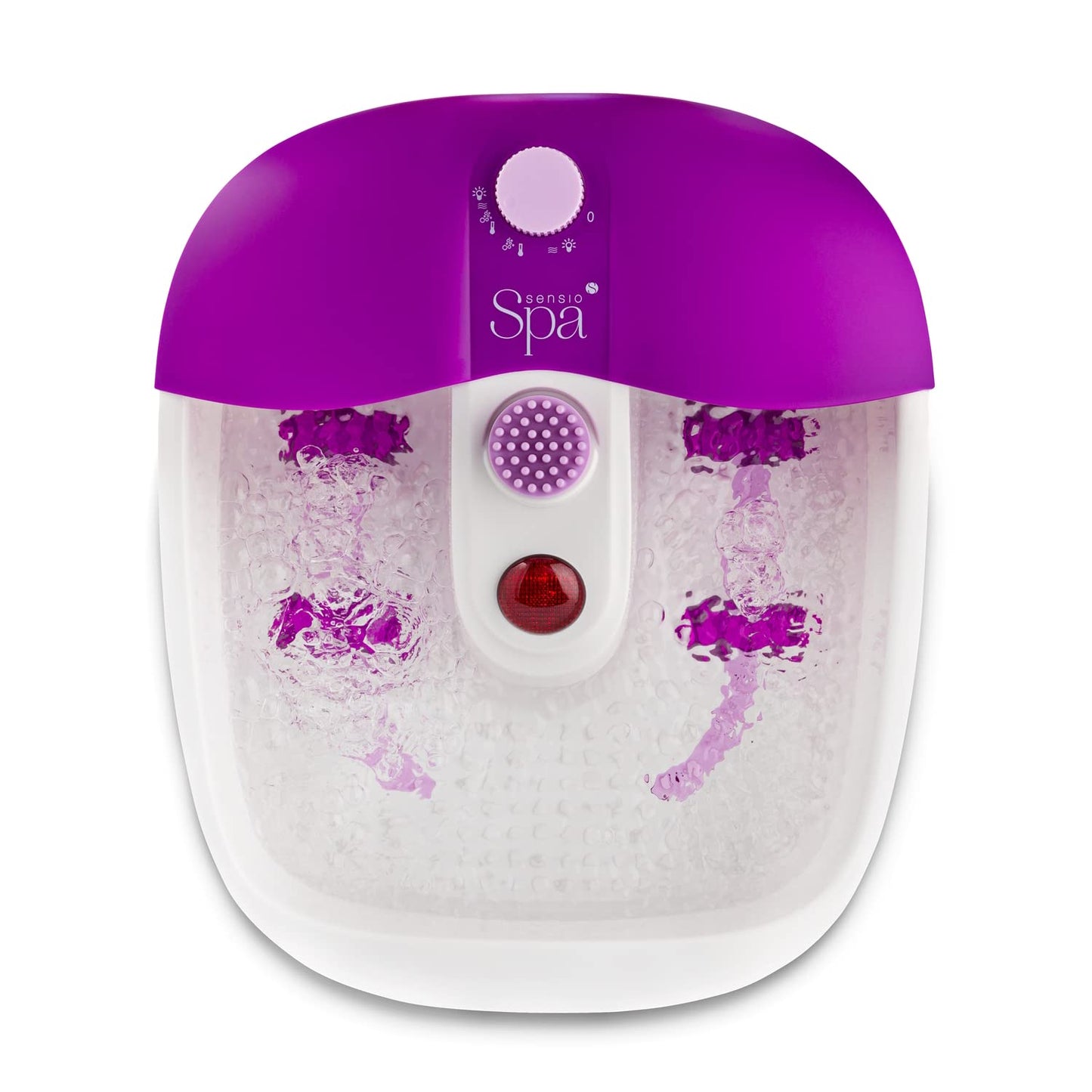 Sensio Spa Foot Massager Pedicure Bath Nine accessories Pamper Your Feet with Heat Bubbles and Massaging Tools All In One Home Salon Therapeutic Massage Pedicure White Purple