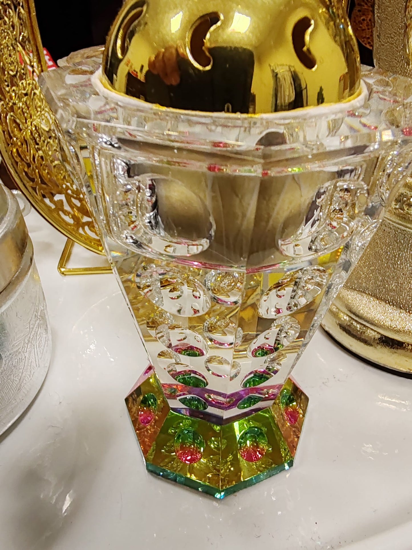 Luxury Crystal Glass Bakhoor Burner Arabian Incense Mabkhara Oud Bur- Small size