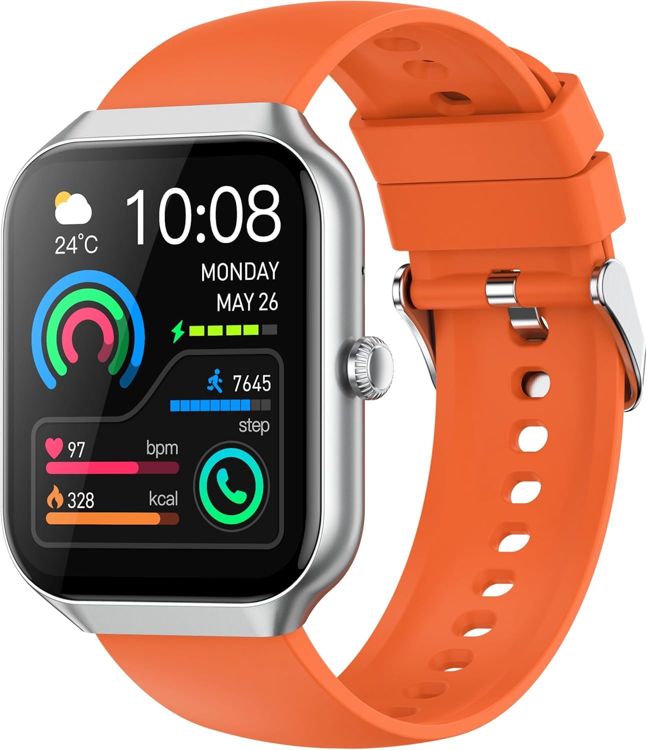 Smart Watch for Men Women Answer/Make Calls, 1.96" Fitness with Step Counter Heart Rate Sleep Monitor, Fitness Sports Activity Waterproof, Smartwatches for Android IOS