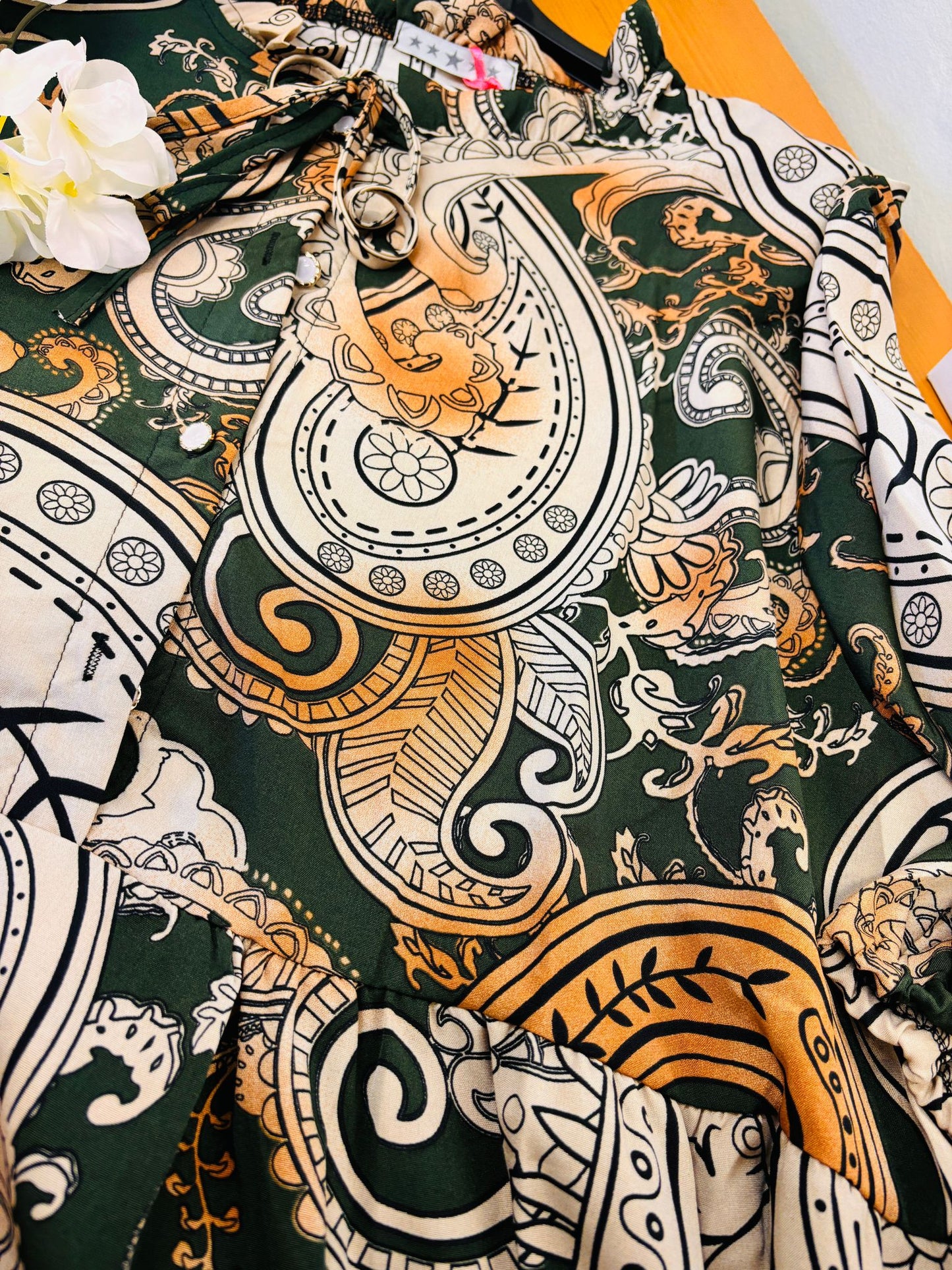 Summer Print Long Sleeve & Long Dress with New Fashion Style