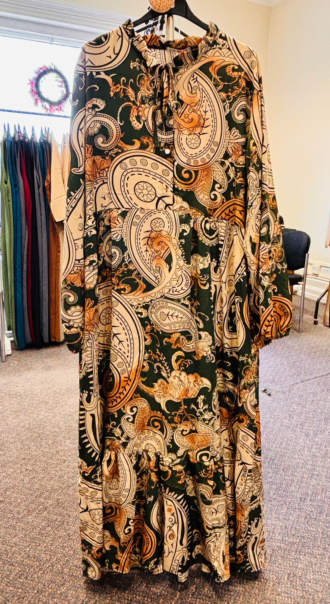 Summer Print Long Sleeve & Long Dress with New Fashion Style