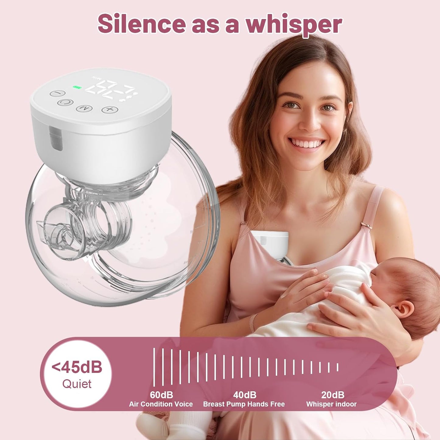 Wearable Breast Pump Hands Free: Electric Breastfeeding Pump with Massage Leak-Proof 3 Models 9 Levels Adjustable Suction, Low Noise Painless Pumps