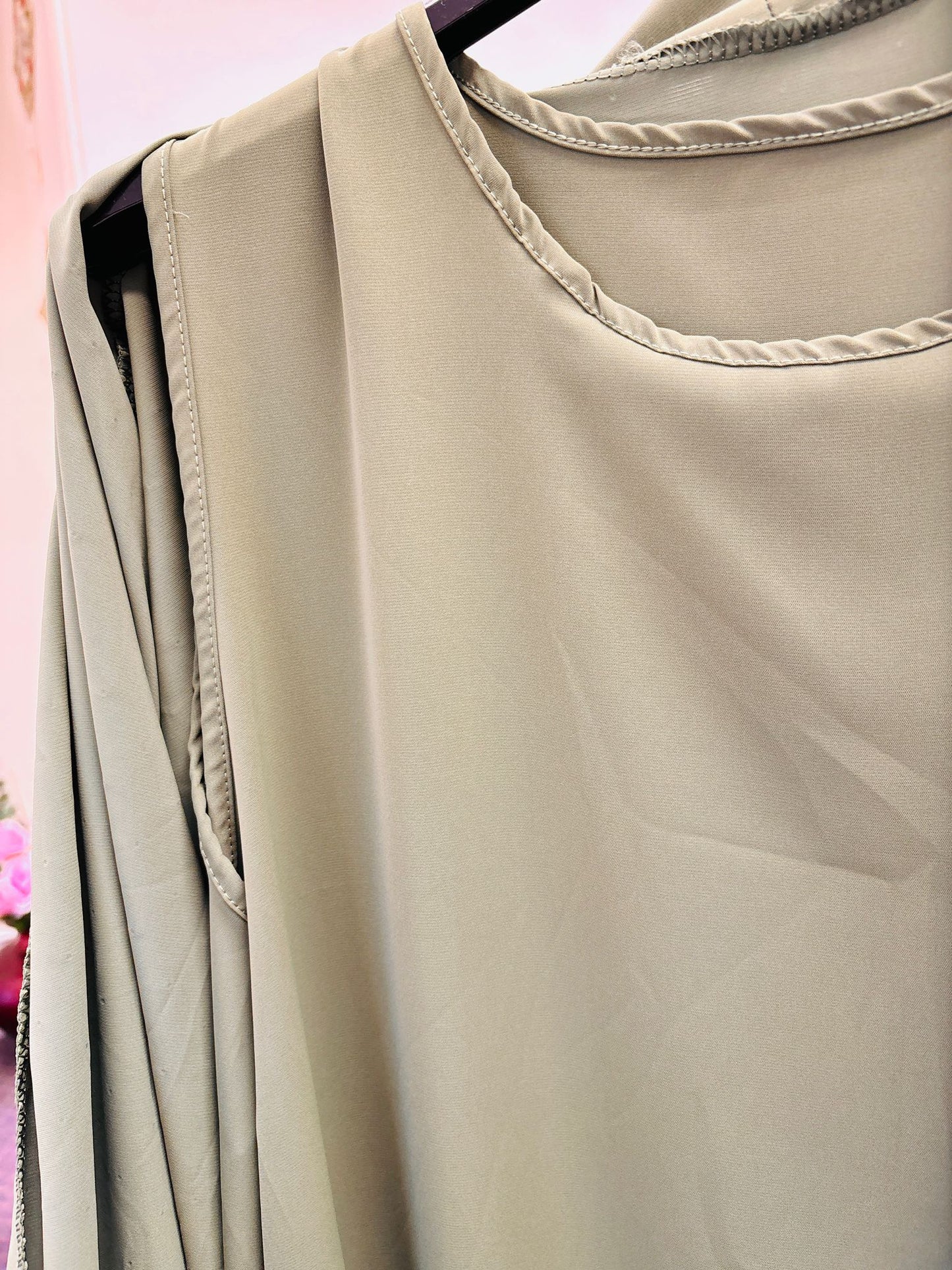 New Women Fashion Elegant Olive Green Embellished Abaya Set Dress Sequence Work With Pant Pocket