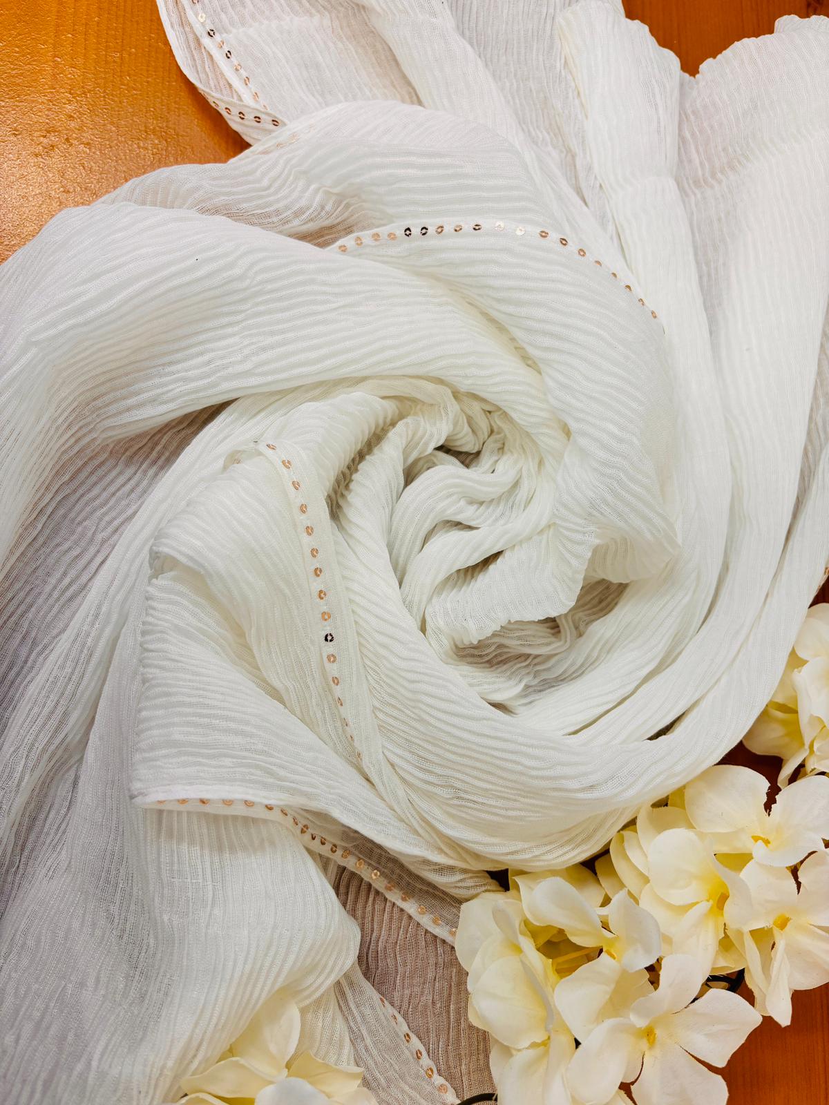 White Super Soft Crêpe Cotton Hijab Fabric