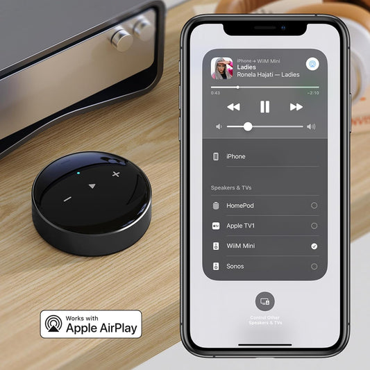 WiiM Mini Streamer Audio AirPlay 2 Receiver HiFi Wireless, Multiroom Stereo,VorverstΓ€rker, funktioniert Alexa Siri Sprachassistenten, Streaming Audio Spotify