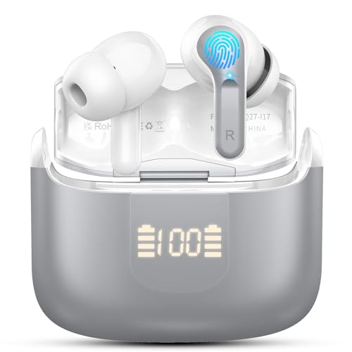 Wireless Earbuds, Bluetooth 5.3 Headphones 2024 .ENC Noise Cancelling Mic Ear buds, 40H Deep Bass Wireless Waterproof Bluetooth Earphones